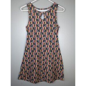 Nuu Muu Dress XS Keyhole Neck Back Pockets Short Multicolor Stretch Made In USA